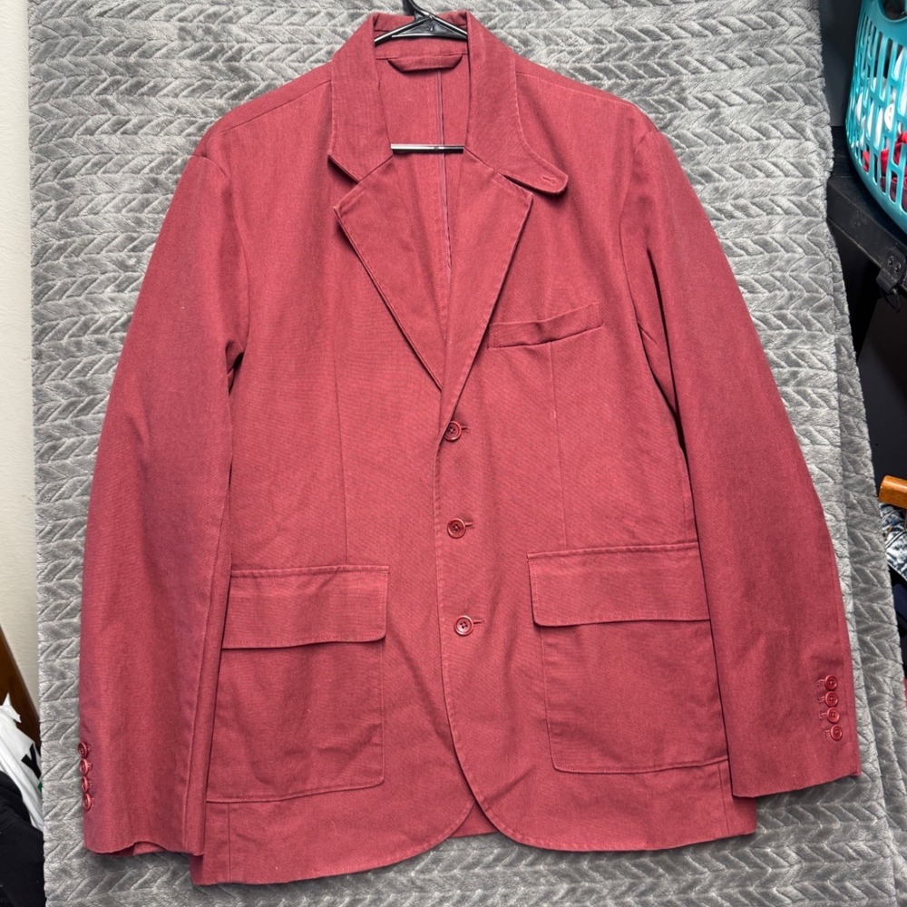 Vintage Filson Cotton Blazer Medium Burgundy Canvas‎ Sportcoat Jacket 10125 BU